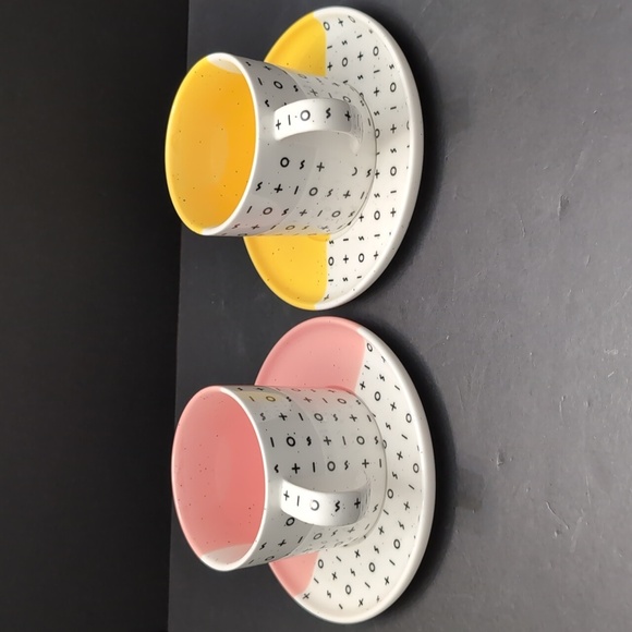 Roots 7, Dipped 2 Tone Yellow/Pink Cup And Saucer Set . - Picture 6 of 14